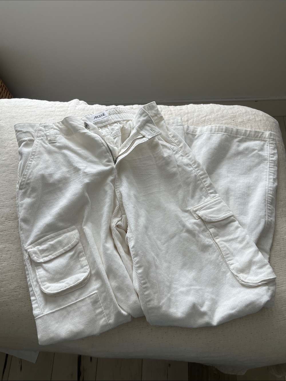 Ardene Off-White Corduroy Cargo Pants